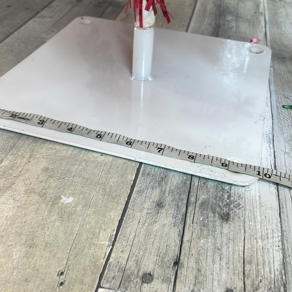 Red tinsel Christmas tree on a white metal base.  Approx 4’ tall. Light weight. - Picture 7 of 8